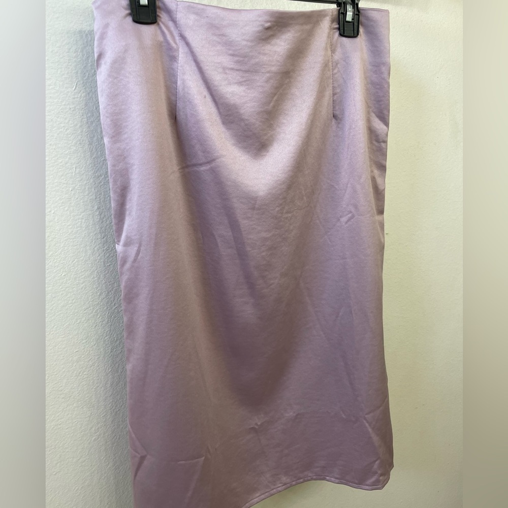 Shiny Lilac Midi Skirt